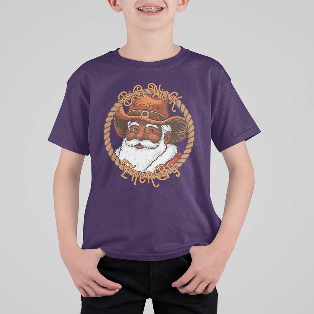 Black Santa Christmas T Shirt For Kid Big Nick Energy - Wonder Print Shop