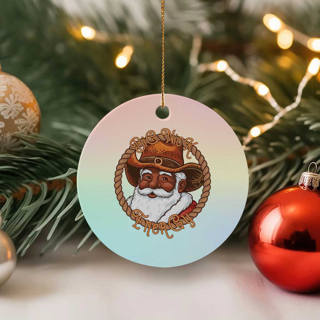 Black Santa Christmas Ceramic Ornament Big Nick Energy - Wonder Print Shop