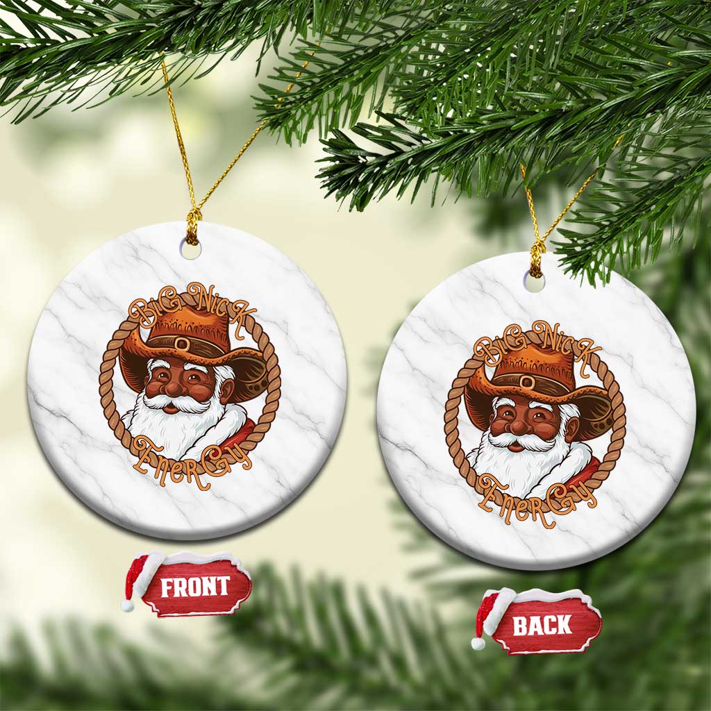 Black Santa Christmas Ceramic Ornament Big Nick Energy - Wonder Print Shop