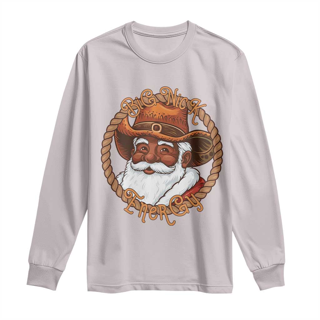 Black Santa Christmas Long Sleeve Shirt Big Nick Energy - Wonder Print Shop