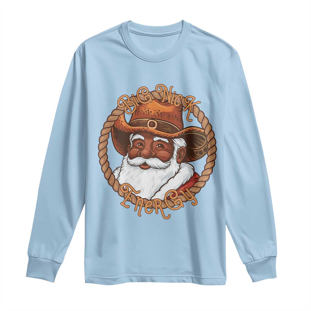 Black Santa Christmas Long Sleeve Shirt Big Nick Energy - Wonder Print Shop
