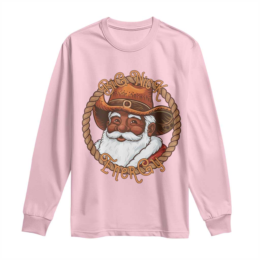 Black Santa Christmas Long Sleeve Shirt Big Nick Energy - Wonder Print Shop
