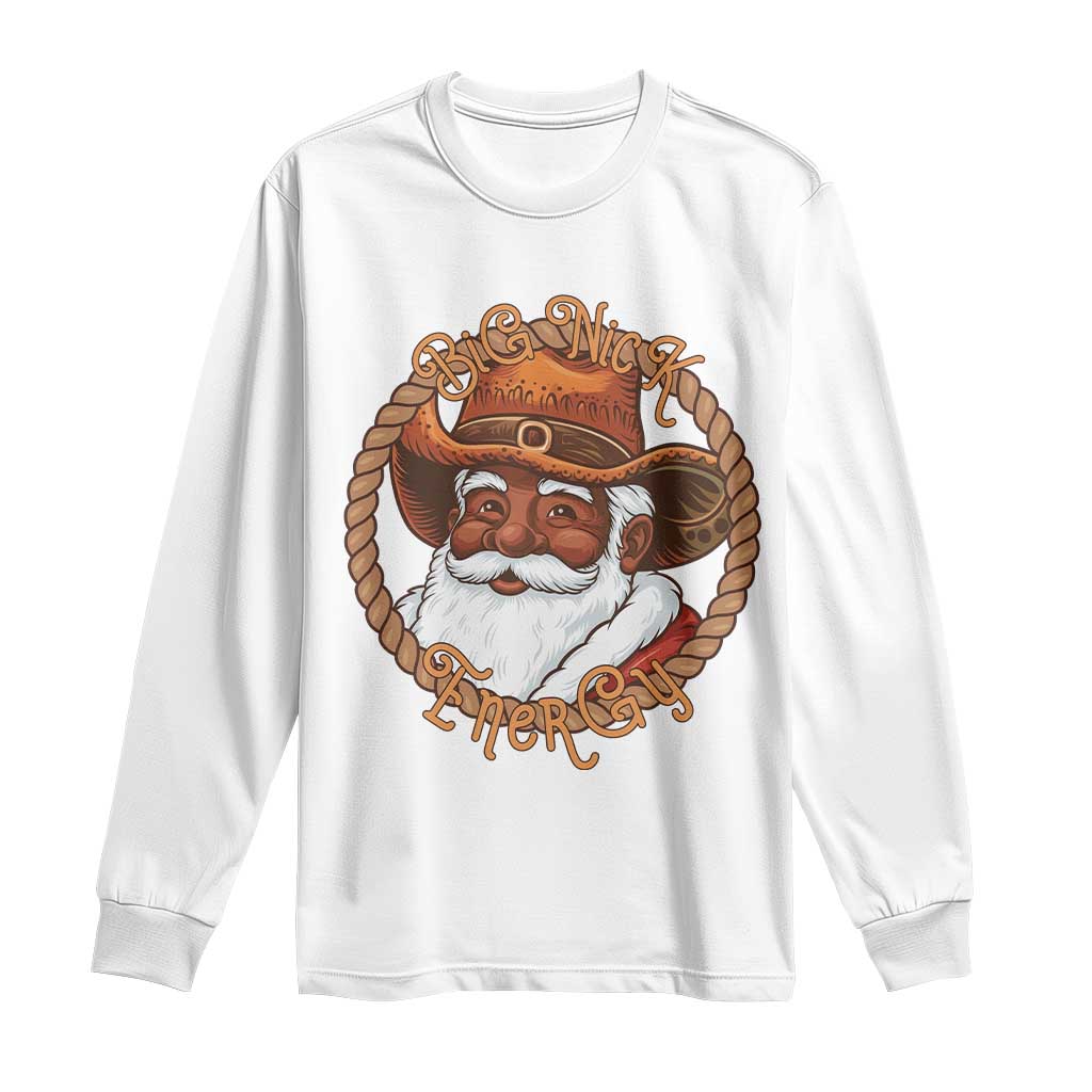 Black Santa Christmas Long Sleeve Shirt Big Nick Energy - Wonder Print Shop