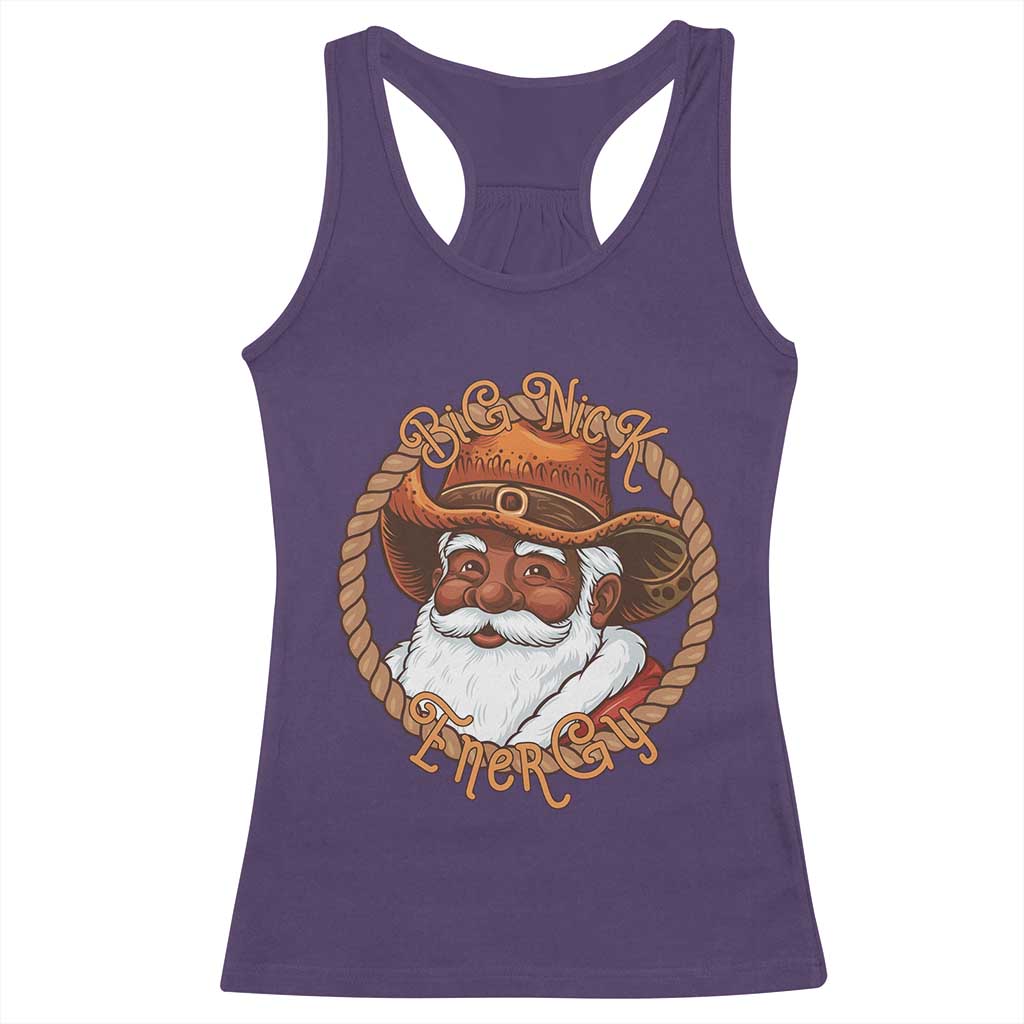 Black Santa Christmas Racerback Tank Top Big Nick Energy - Wonder Print Shop