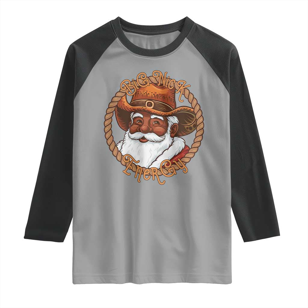 Black Santa Christmas Raglan Shirt Big Nick Energy - Wonder Print Shop