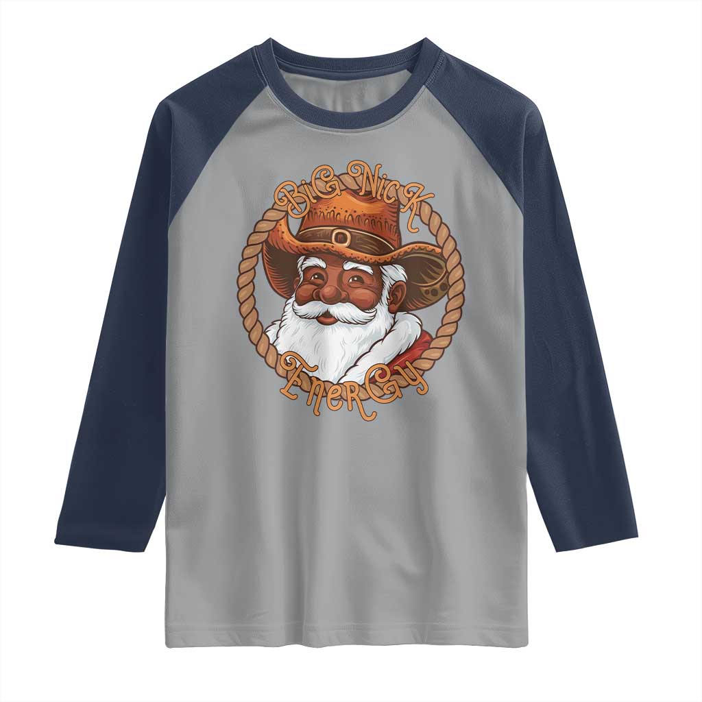 Black Santa Christmas Raglan Shirt Big Nick Energy - Wonder Print Shop