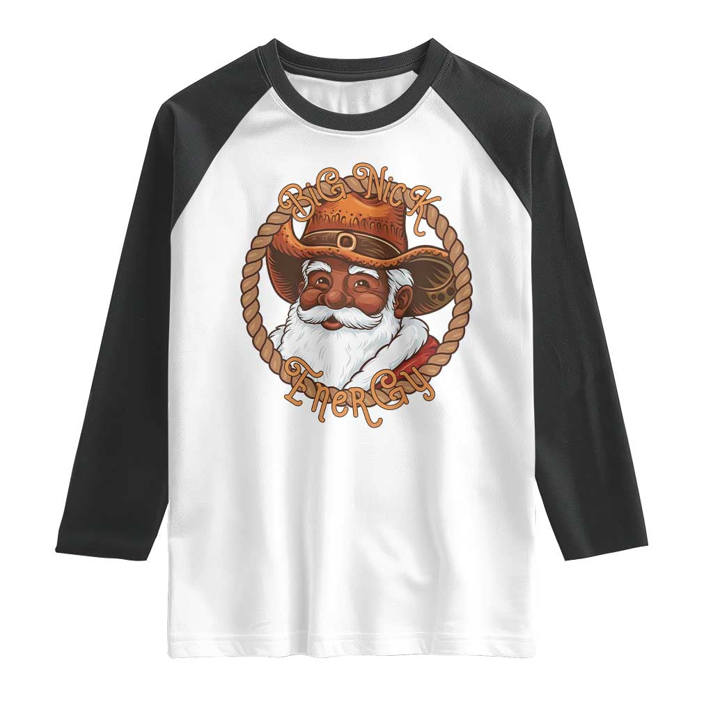 Black Santa Christmas Raglan Shirt Big Nick Energy - Wonder Print Shop