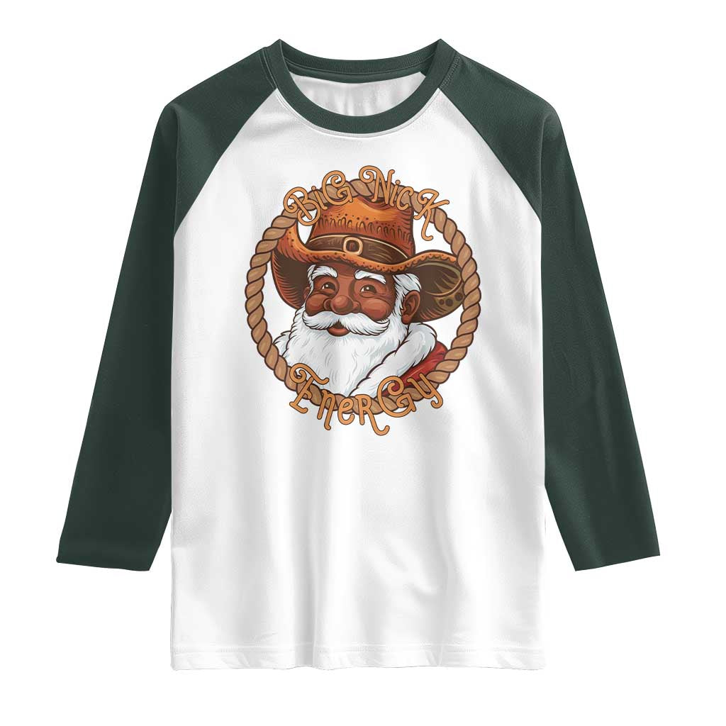 Black Santa Christmas Raglan Shirt Big Nick Energy - Wonder Print Shop