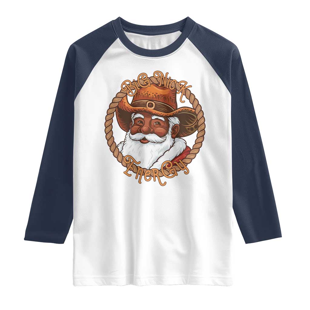 Black Santa Christmas Raglan Shirt Big Nick Energy - Wonder Print Shop