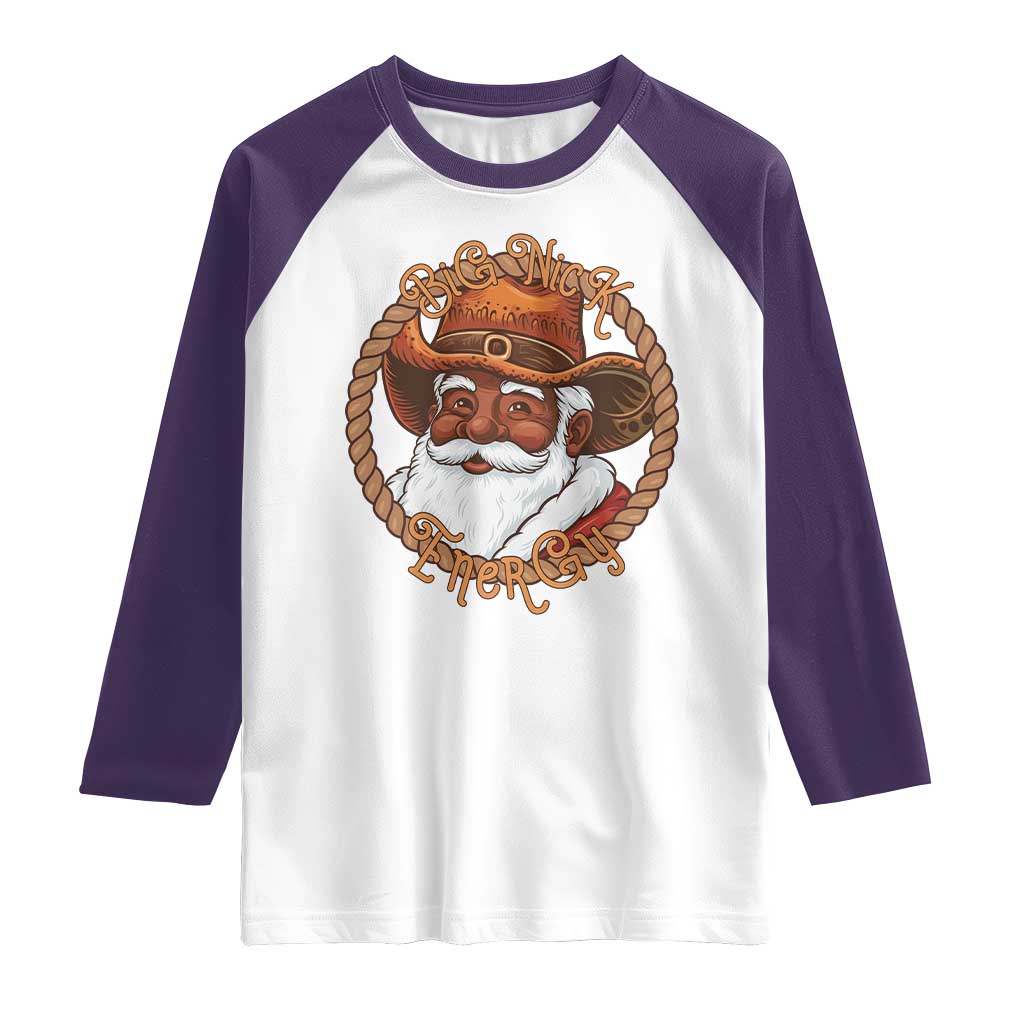 Black Santa Christmas Raglan Shirt Big Nick Energy - Wonder Print Shop