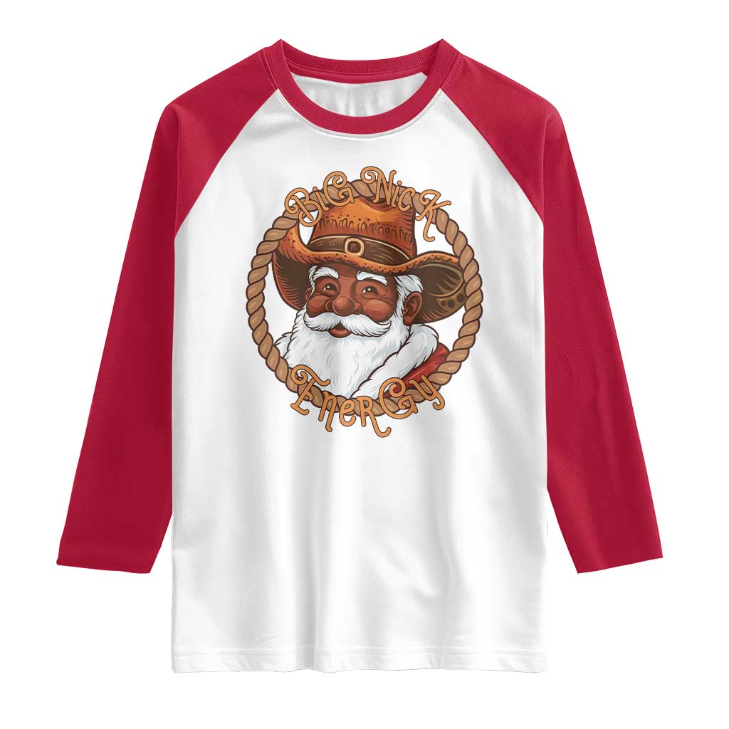 Black Santa Christmas Raglan Shirt Big Nick Energy - Wonder Print Shop