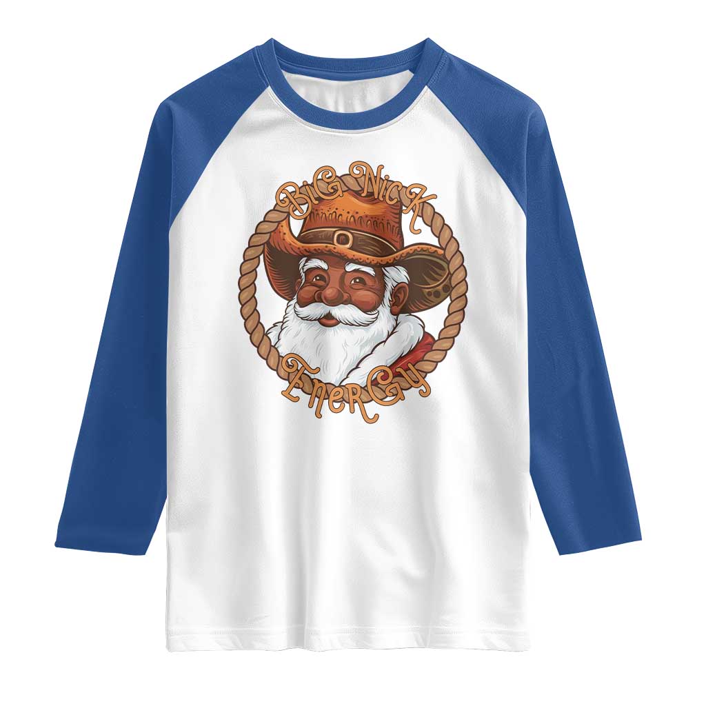 Black Santa Christmas Raglan Shirt Big Nick Energy - Wonder Print Shop