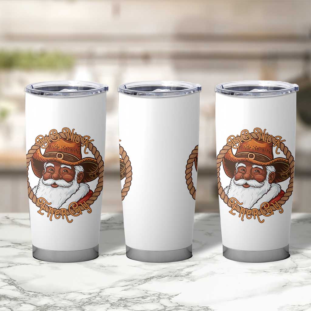 Black Santa Christmas Tumbler Cup Big Nick Energy - Wonder Print Shop