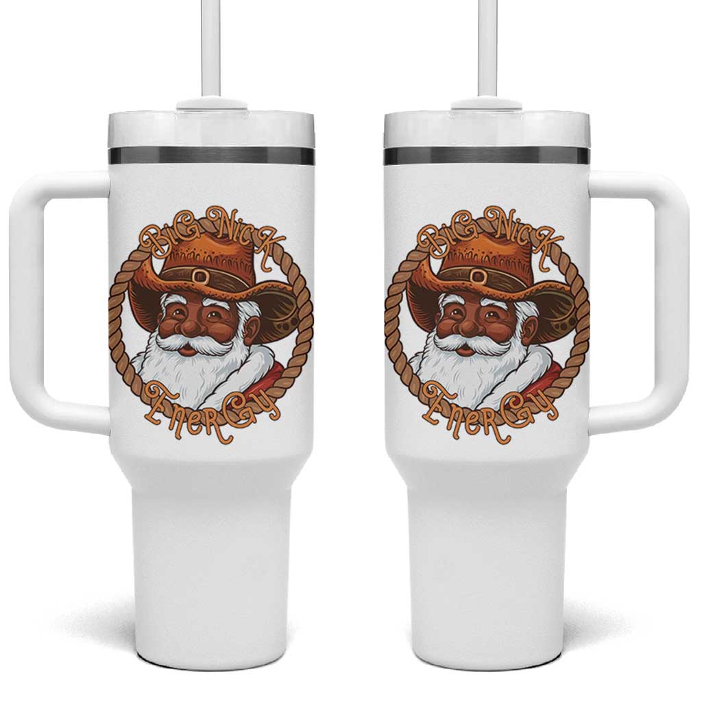 Black Santa Christmas Tumbler With Handle Big Nick Energy - Wonder Print Shop