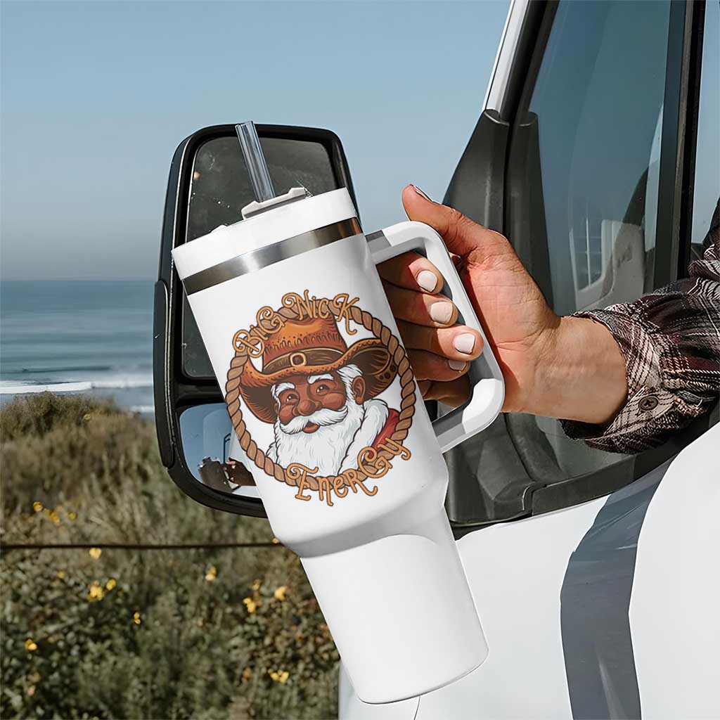 Black Santa Christmas Tumbler With Handle Big Nick Energy - Wonder Print Shop