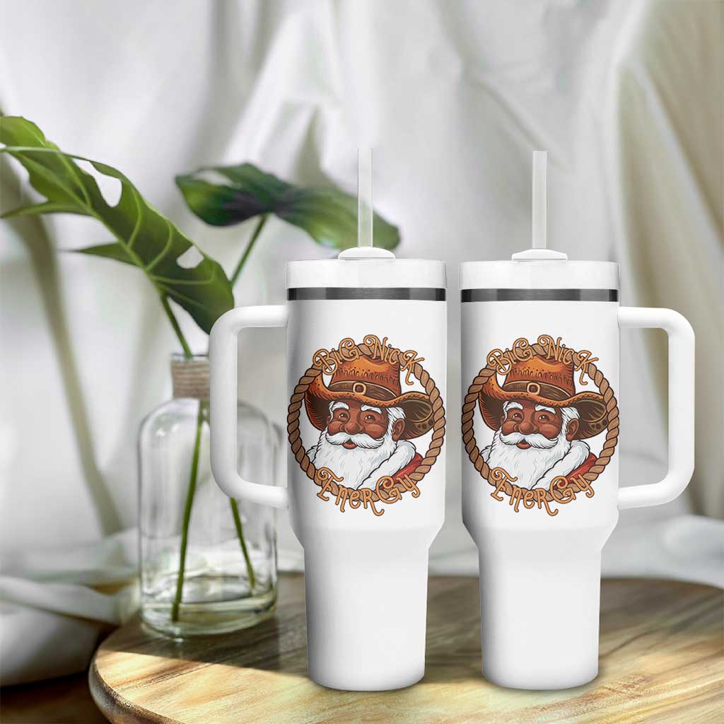 Black Santa Christmas Tumbler With Handle Big Nick Energy - Wonder Print Shop
