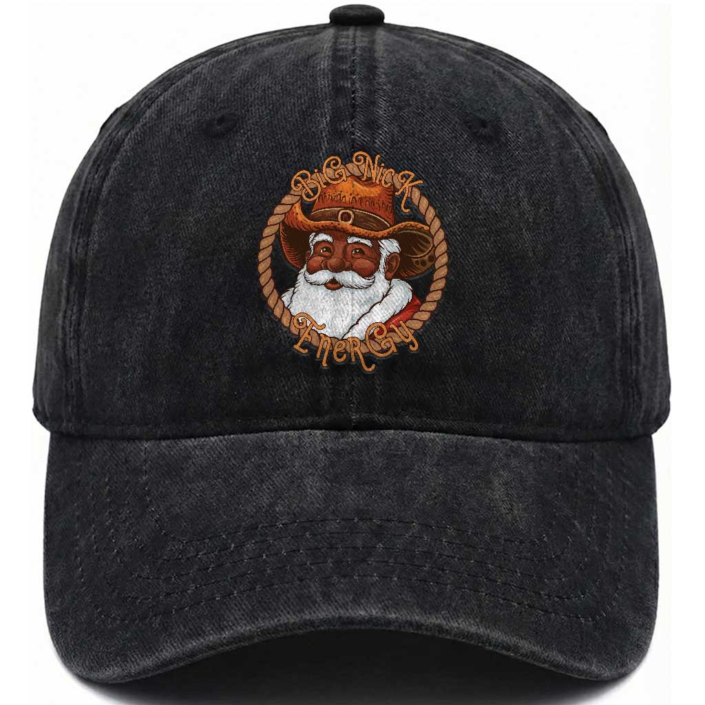 Black Santa Christmas Washed Cotton Baseball Cap Big Nick Energy