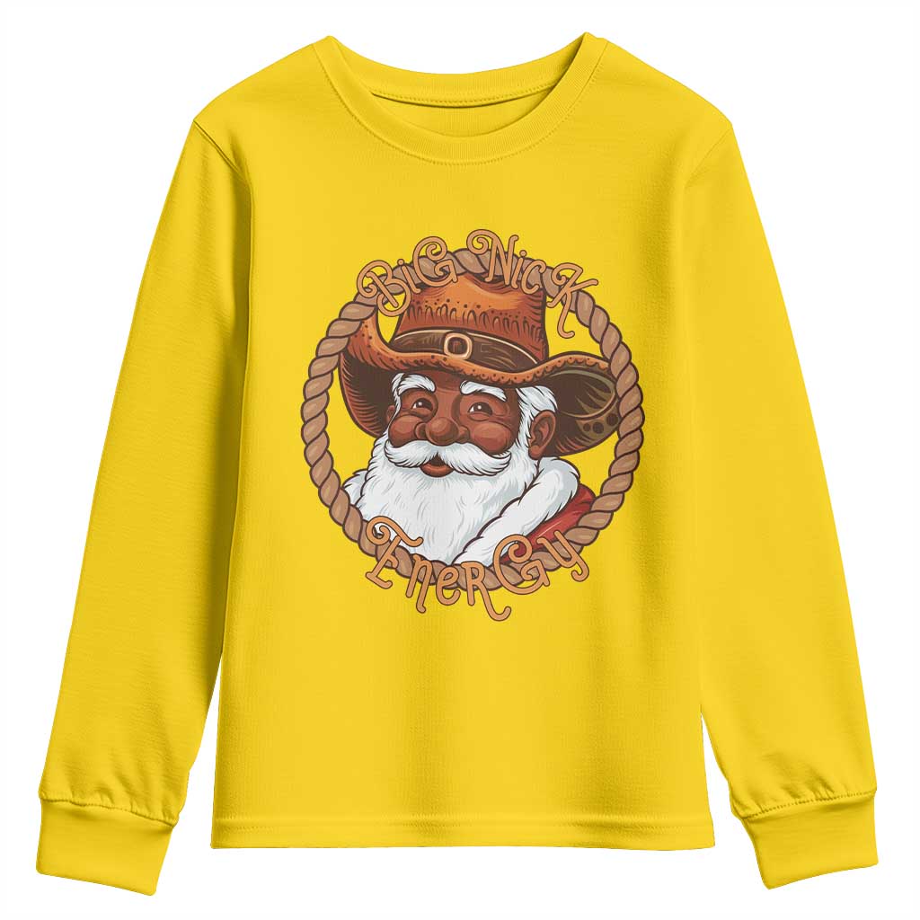 Black Santa Christmas Youth Sweatshirt Big Nick Energy - Wonder Print Shop