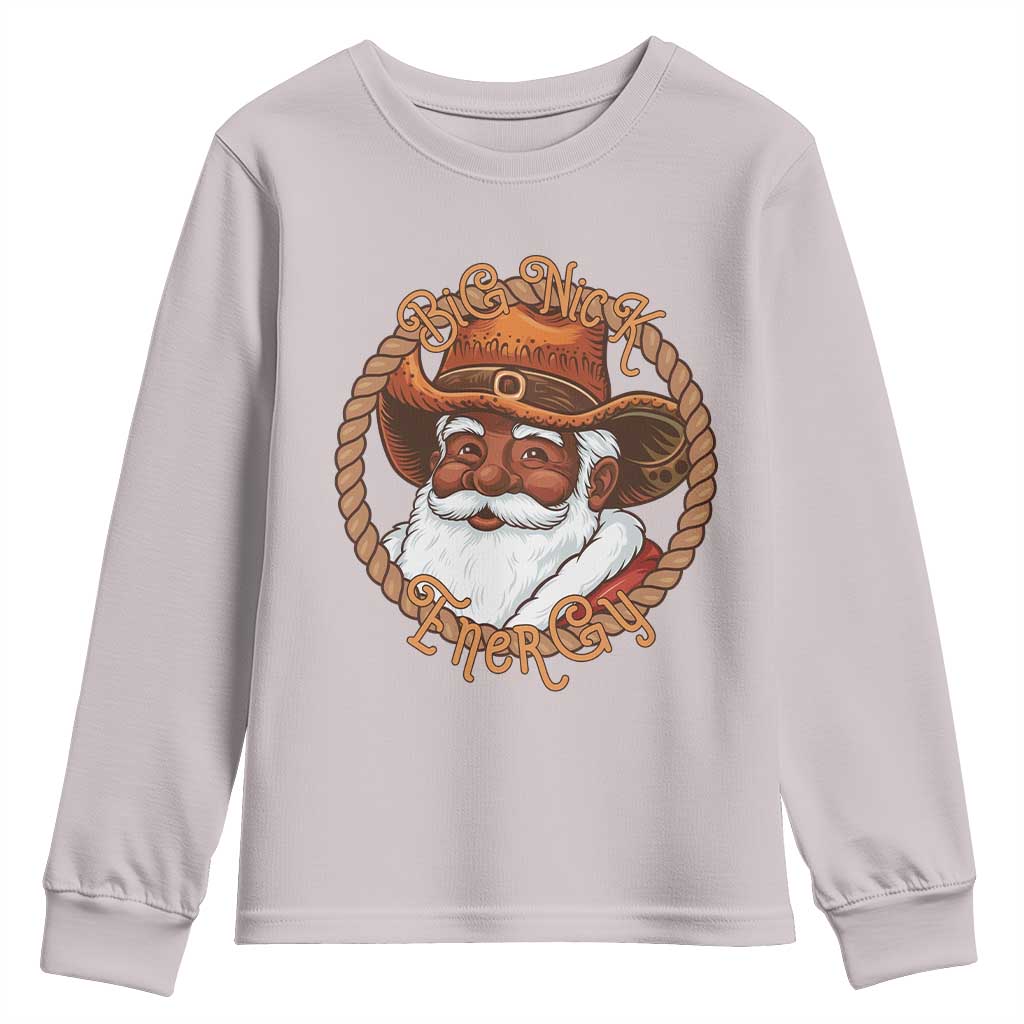 Black Santa Christmas Youth Sweatshirt Big Nick Energy - Wonder Print Shop