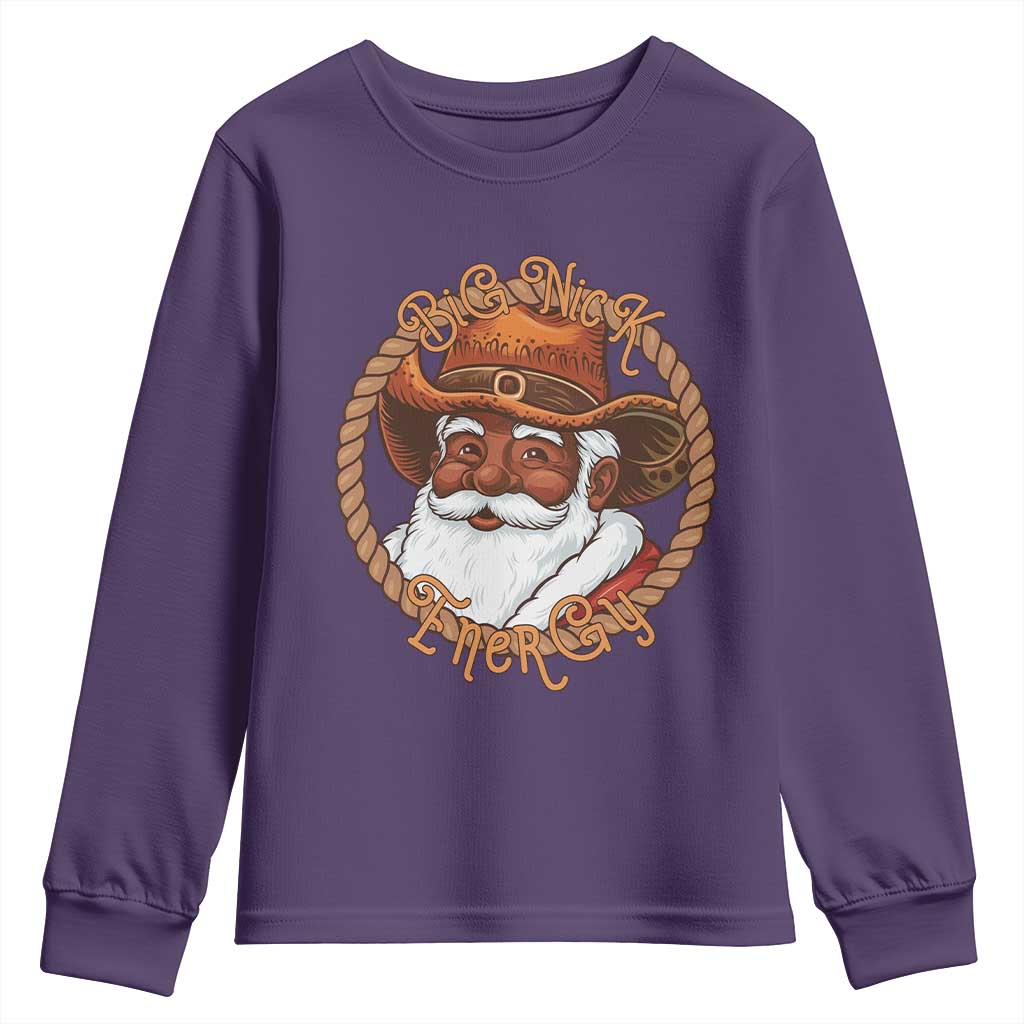Black Santa Christmas Youth Sweatshirt Big Nick Energy - Wonder Print Shop