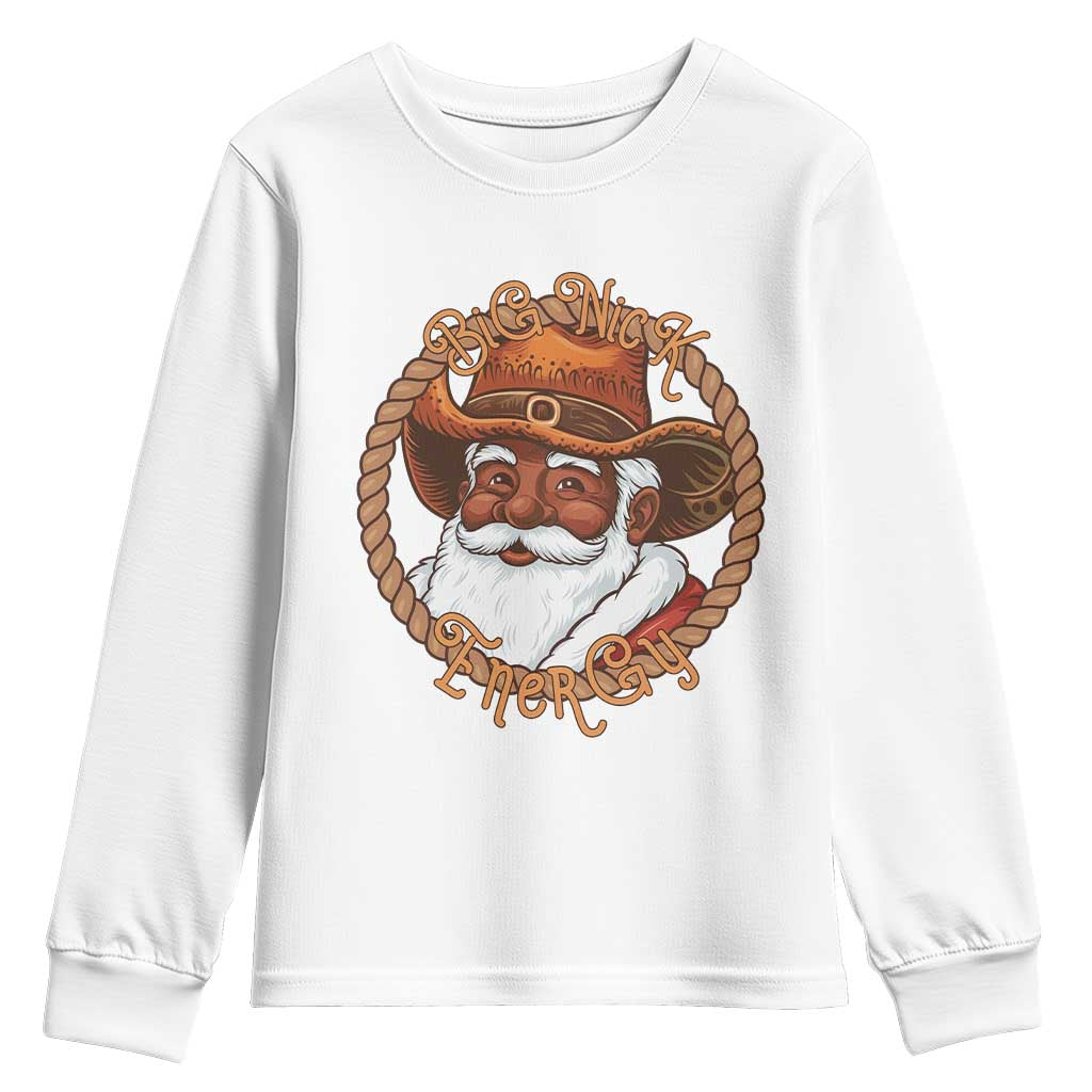 Black Santa Christmas Youth Sweatshirt Big Nick Energy - Wonder Print Shop