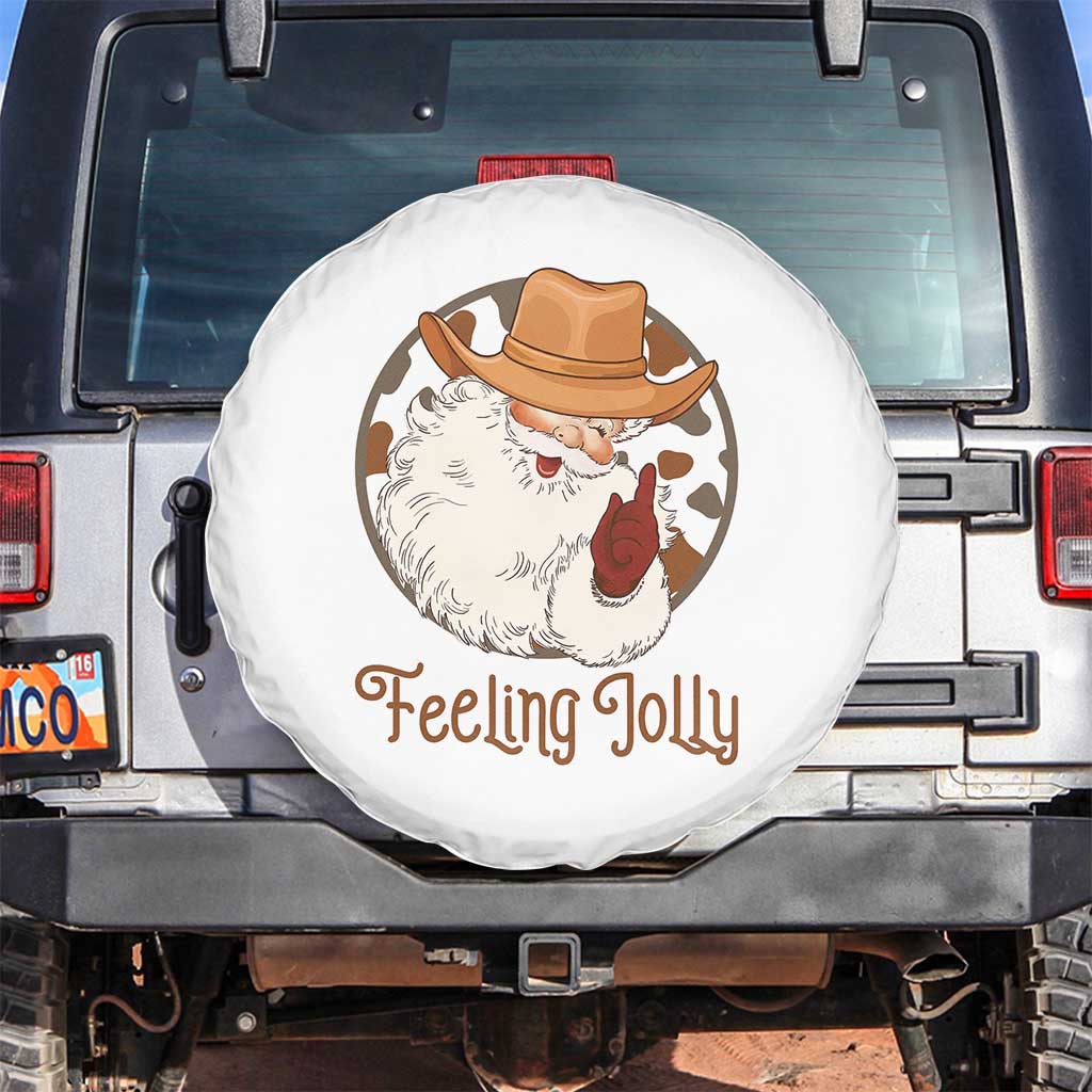 Black Cowboy Santa Christmas Spare Tire Cover Feeling Jolly - Wonder Print Shop