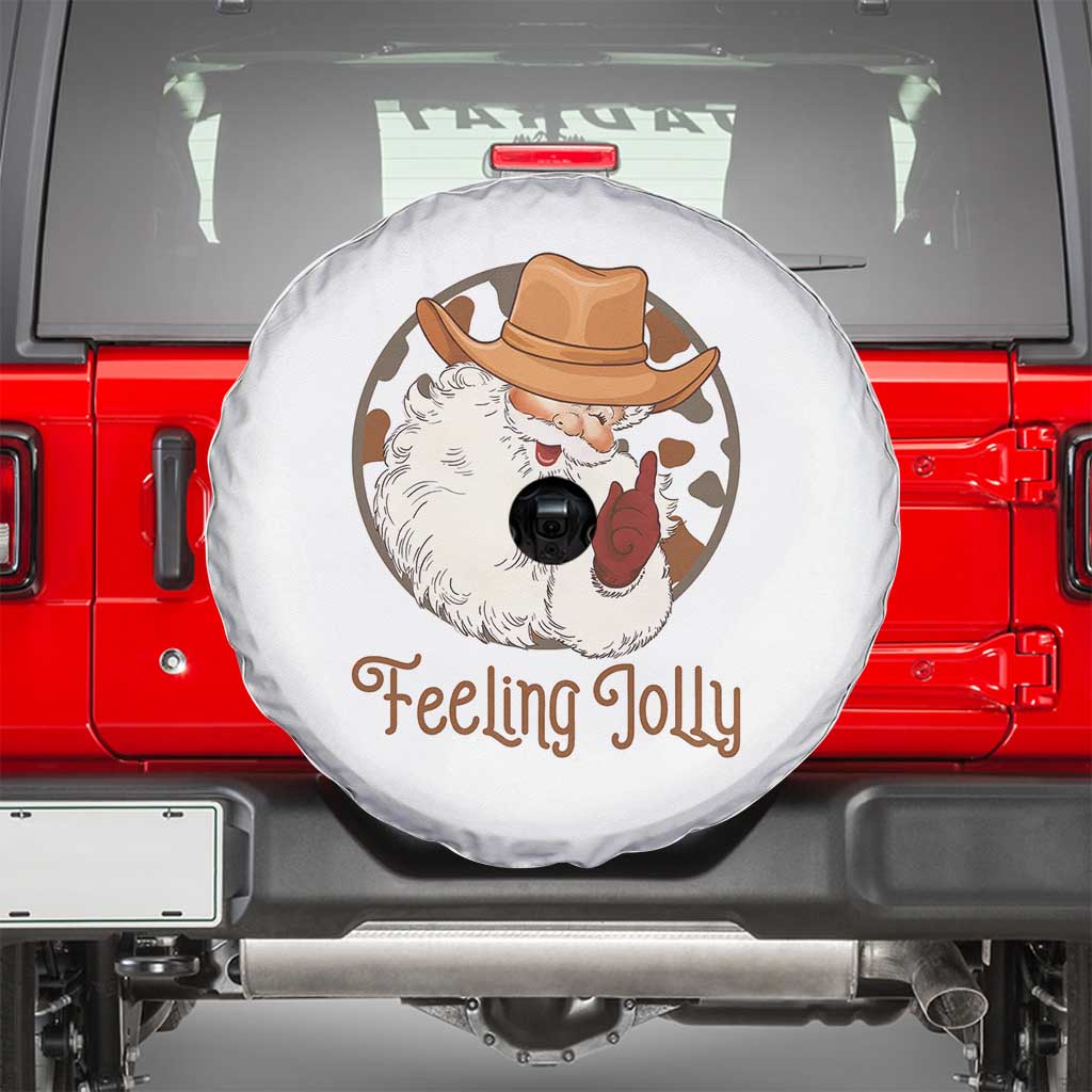 Black Cowboy Santa Christmas Spare Tire Cover Feeling Jolly - Wonder Print Shop