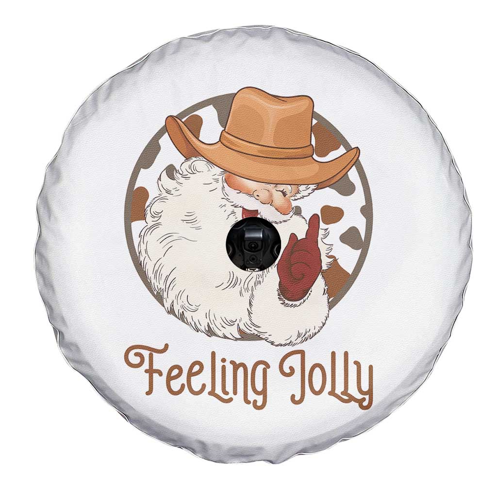 Black Cowboy Santa Christmas Spare Tire Cover Feeling Jolly - Wonder Print Shop
