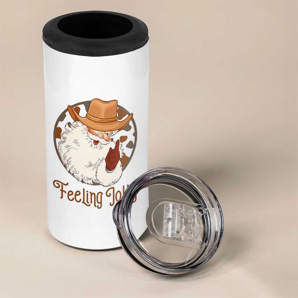 Black Cowboy Santa Christmas 4 in 1 Can Cooler Tumbler Feeling Jolly - Wonder Print Shop