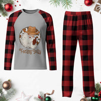 Black Cowboy Santa Christmas Plaid Pajama Set Feeling Jolly - Wonder Print Shop