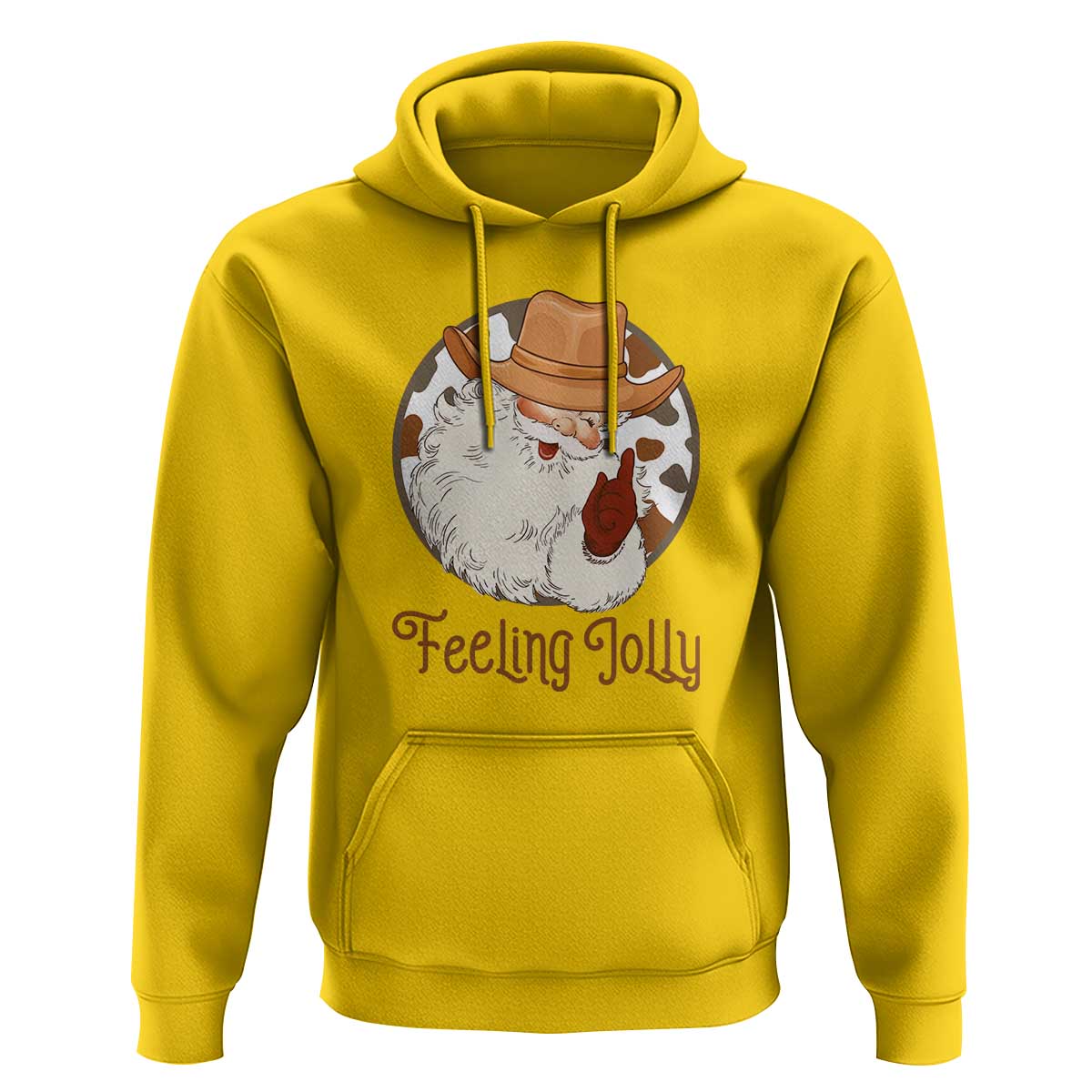 Black Cowboy Santa Christmas Hoodie Feeling Jolly - Wonder Print Shop