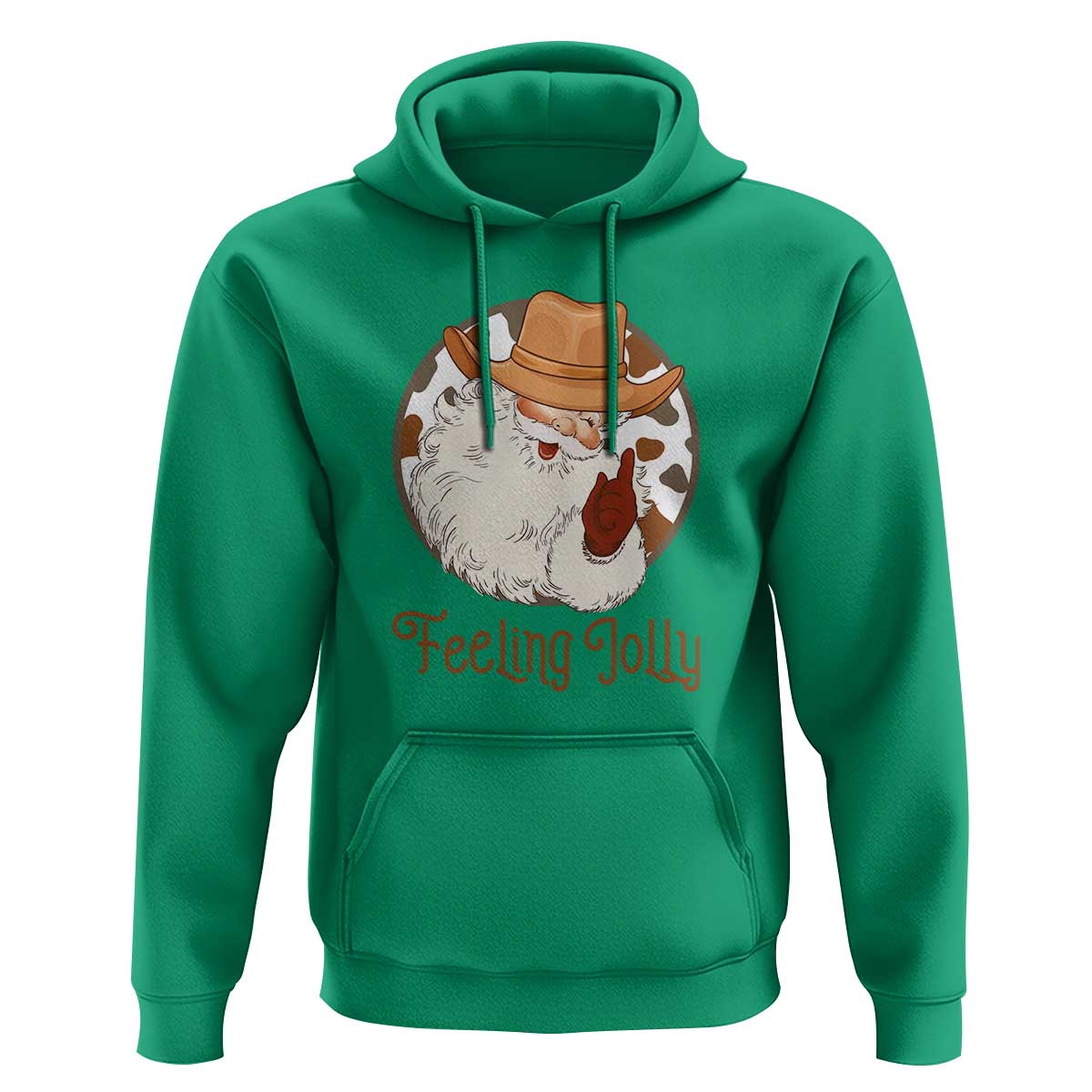 Black Cowboy Santa Christmas Hoodie Feeling Jolly - Wonder Print Shop
