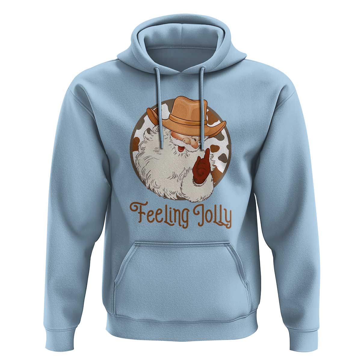 Black Cowboy Santa Christmas Hoodie Feeling Jolly - Wonder Print Shop