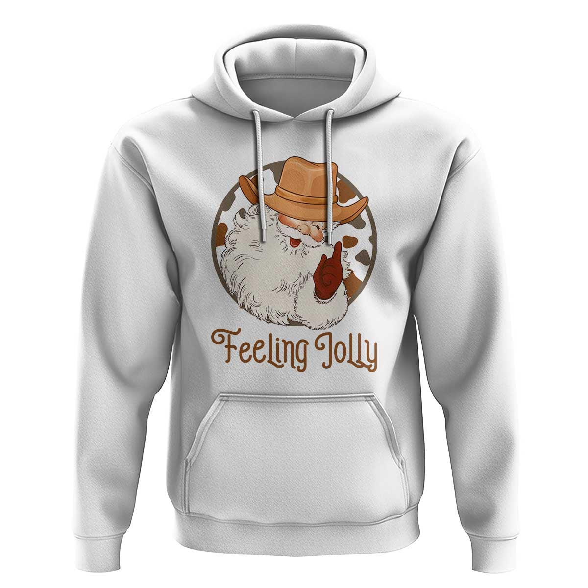 Black Cowboy Santa Christmas Hoodie Feeling Jolly - Wonder Print Shop