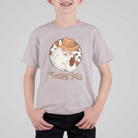 Black Cowboy Santa Christmas T Shirt For Kid Feeling Jolly - Wonder Print Shop