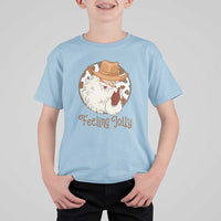 Black Cowboy Santa Christmas T Shirt For Kid Feeling Jolly - Wonder Print Shop