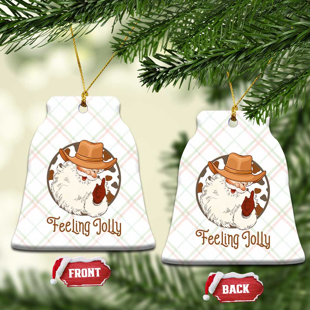 Black Cowboy Santa Christmas Ceramic Ornament Feeling Jolly - Wonder Print Shop