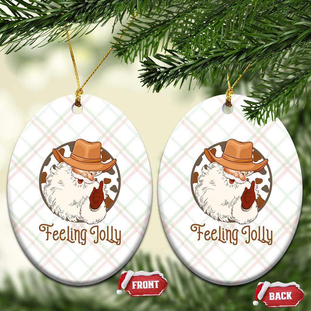 Black Cowboy Santa Christmas Ceramic Ornament Feeling Jolly - Wonder Print Shop