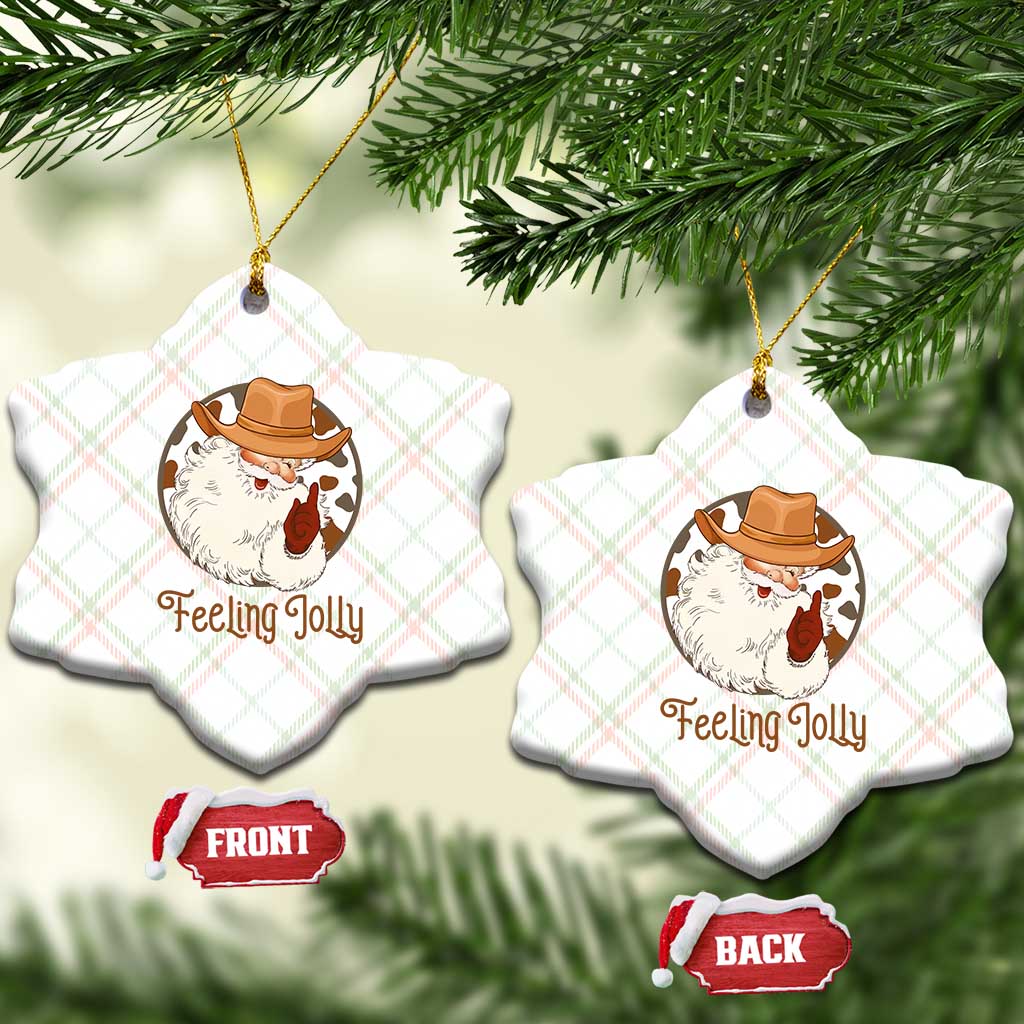 Black Cowboy Santa Christmas Ceramic Ornament Feeling Jolly - Wonder Print Shop