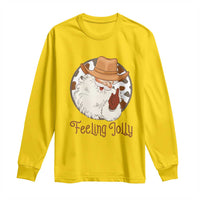 Black Cowboy Santa Christmas Long Sleeve Shirt Feeling Jolly - Wonder Print Shop