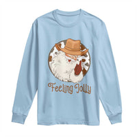 Black Cowboy Santa Christmas Long Sleeve Shirt Feeling Jolly - Wonder Print Shop