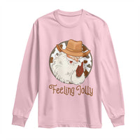 Black Cowboy Santa Christmas Long Sleeve Shirt Feeling Jolly - Wonder Print Shop