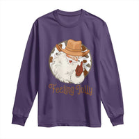 Black Cowboy Santa Christmas Long Sleeve Shirt Feeling Jolly - Wonder Print Shop