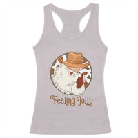 Black Cowboy Santa Christmas Racerback Tank Top Feeling Jolly - Wonder Print Shop