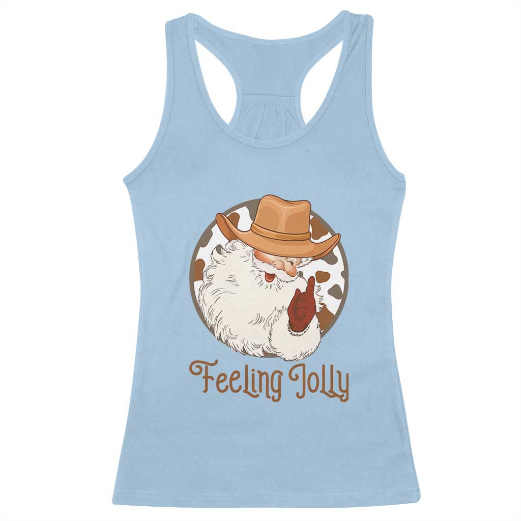 Black Cowboy Santa Christmas Racerback Tank Top Feeling Jolly - Wonder Print Shop