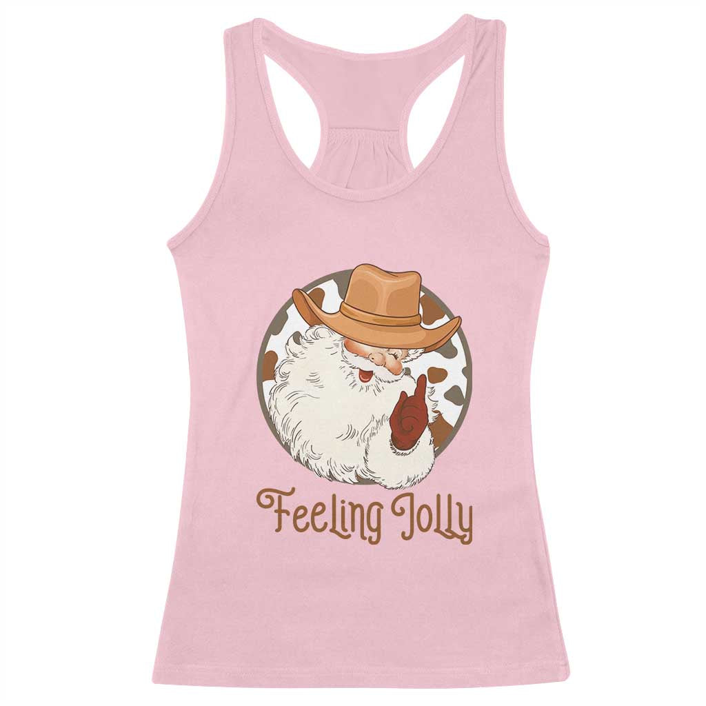 Black Cowboy Santa Christmas Racerback Tank Top Feeling Jolly - Wonder Print Shop