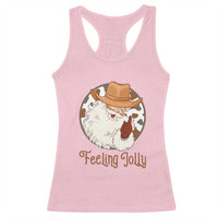 Black Cowboy Santa Christmas Racerback Tank Top Feeling Jolly - Wonder Print Shop