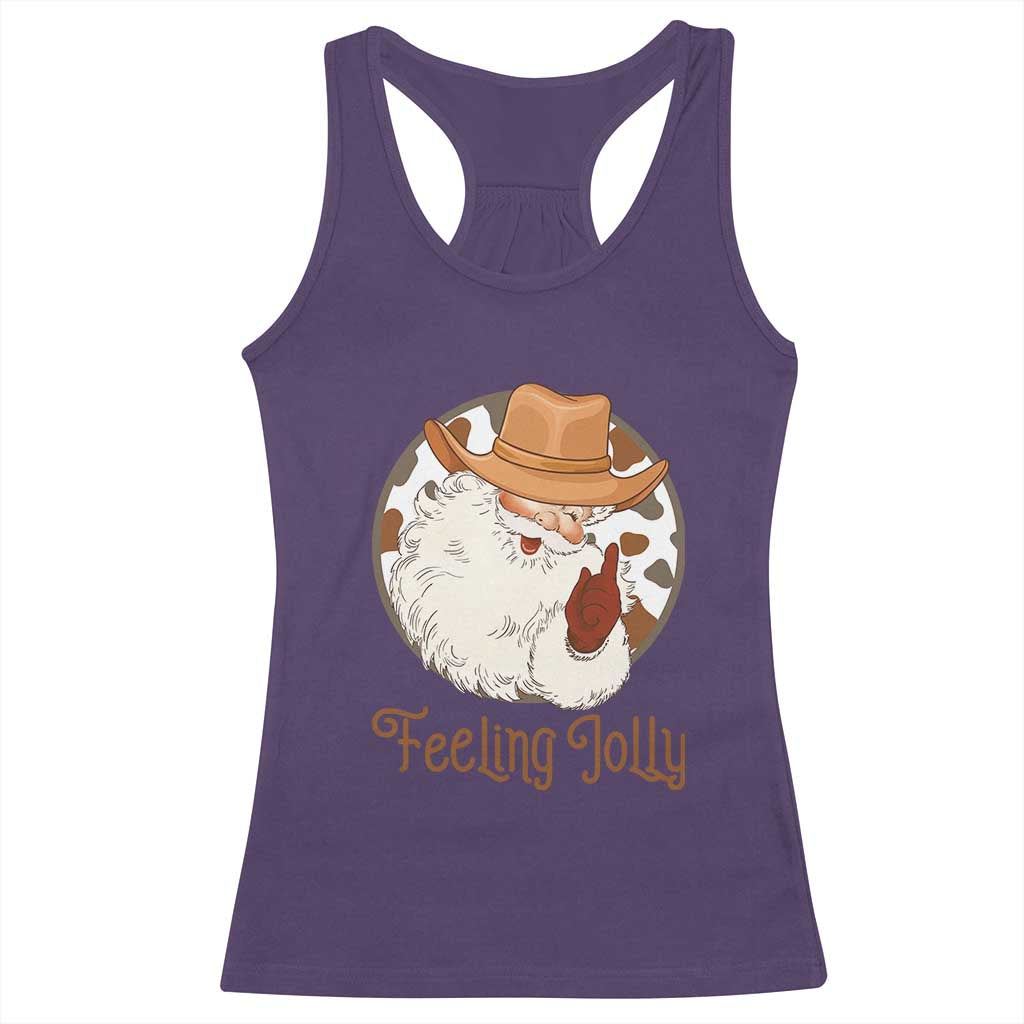 Black Cowboy Santa Christmas Racerback Tank Top Feeling Jolly - Wonder Print Shop