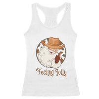 Black Cowboy Santa Christmas Racerback Tank Top Feeling Jolly - Wonder Print Shop