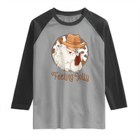 Black Cowboy Santa Christmas Raglan Shirt Feeling Jolly - Wonder Print Shop